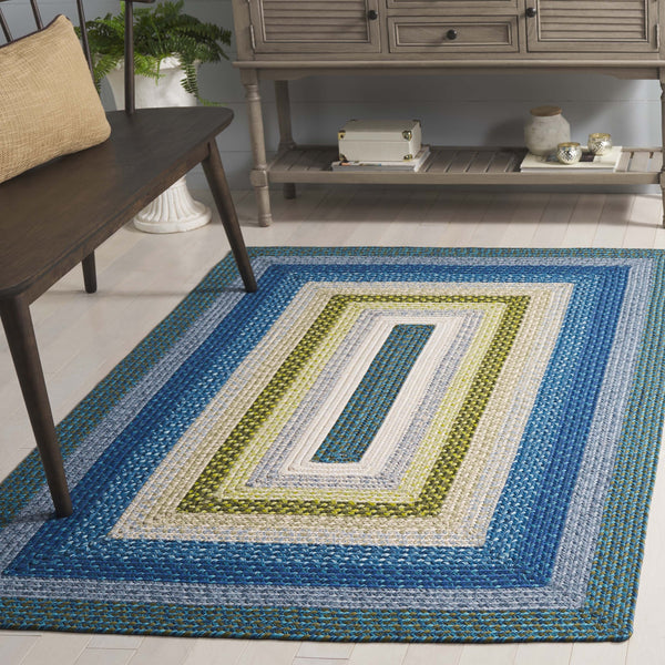 Safavieh Braided Area Rug - Timeless Elegance In Navy And Green, Hand-woven For Indoor & Outdoor Durability Navy ,Green Polypropylene Pile Brd323n-3ov