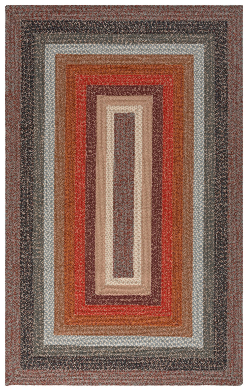 Safavieh Braided Area Rug - Timeless Elegance In Navy And Green, Hand-woven For Indoor & Outdoor Durability Brown ,Rust Polypropylene Pile Brd323t-5ov