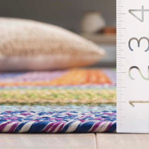 Safavieh Braided Area Rug - Handwoven Durability And Rustic Charm For Indoor & Outdoor Spaces, Easy Care Green ,Rust Polypropylene Pile Brd324y-3ov