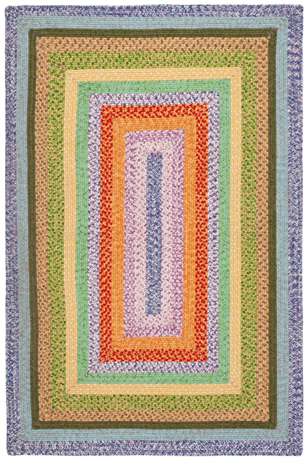 Safavieh Braided Area Rug - Handwoven Durability And Rustic Charm For Indoor & Outdoor Spaces, Easy Care Green ,Rust Polypropylene Pile Brd324y-3ov