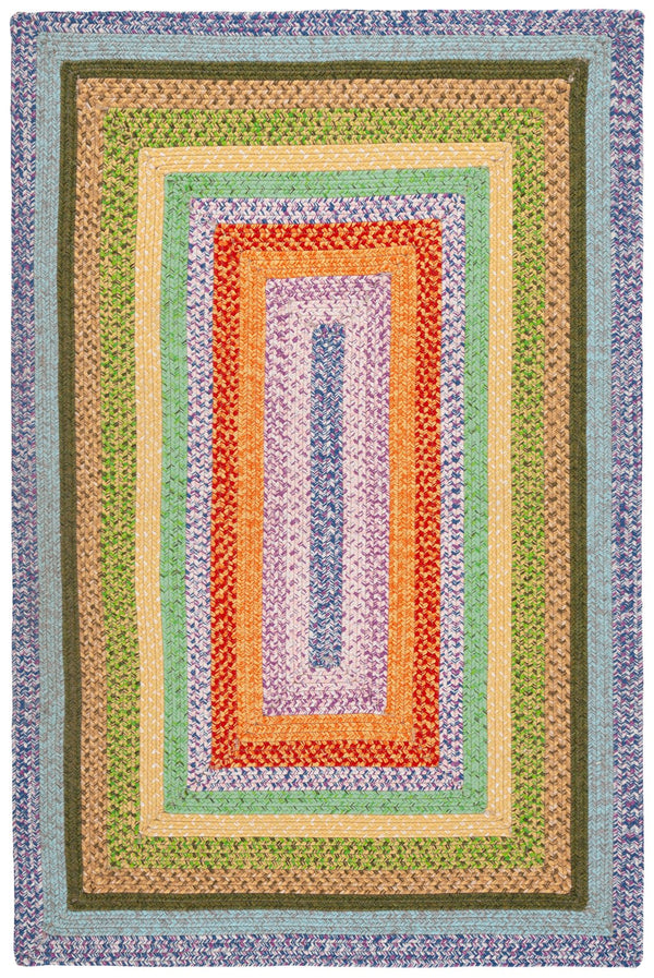 Safavieh Braided Area Rug - Handwoven Durability And Rustic Charm For Indoor & Outdoor Spaces, Easy Care Green ,Rust Polypropylene Pile Brd324y-3ov