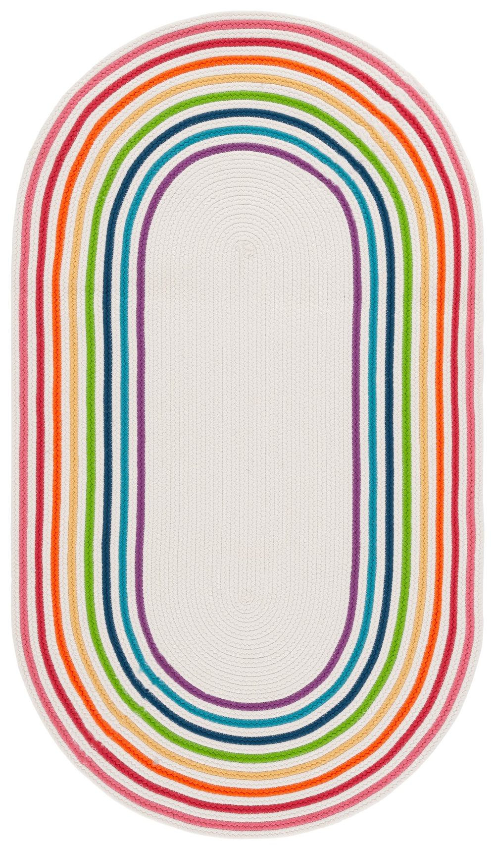 Safavieh Braided Rugs 326a Ivory / Rainbow Ivory ,Rainbow Polypropylene Brd326a-4ov