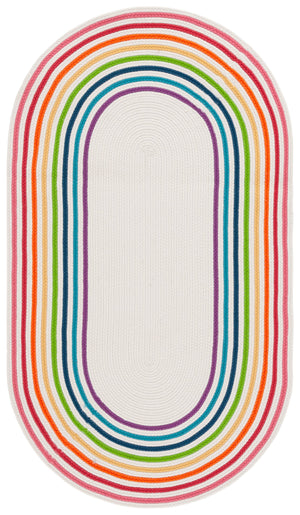 Safavieh Braided Oval Area Rug 5x8 Ft – Vibrant Ivory/Rainbow Design For Indoor & Outdoor Spaces! Ivory ,Rainbow Polypropylene Brd326a-5ov