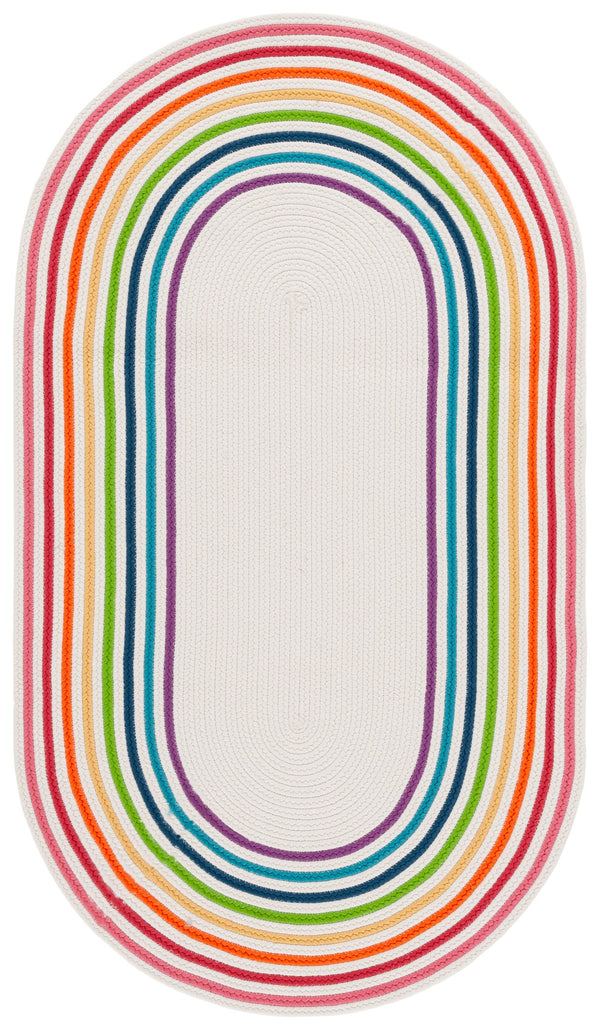 Safavieh Braided Oval Area Rug 5x8 Ft – Vibrant Ivory/Rainbow Design For Indoor & Outdoor Spaces! Ivory ,Rainbow Polypropylene Brd326a-5ov