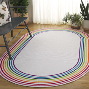 Safavieh Braided Oval Area Rug 5x8 Ft – Vibrant Ivory/Rainbow Design For Indoor & Outdoor Spaces! Ivory ,Rainbow Polypropylene Brd326a-5ov