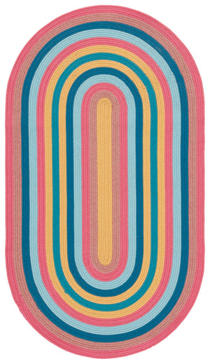 Safavieh Braided Area Rug 5x8 Ft - Hand Woven Polypropylene In Vibrant Pink & Blue For Indoor/Outdoor Charm Pink ,Blue Polypropylene Brd327u-5ov