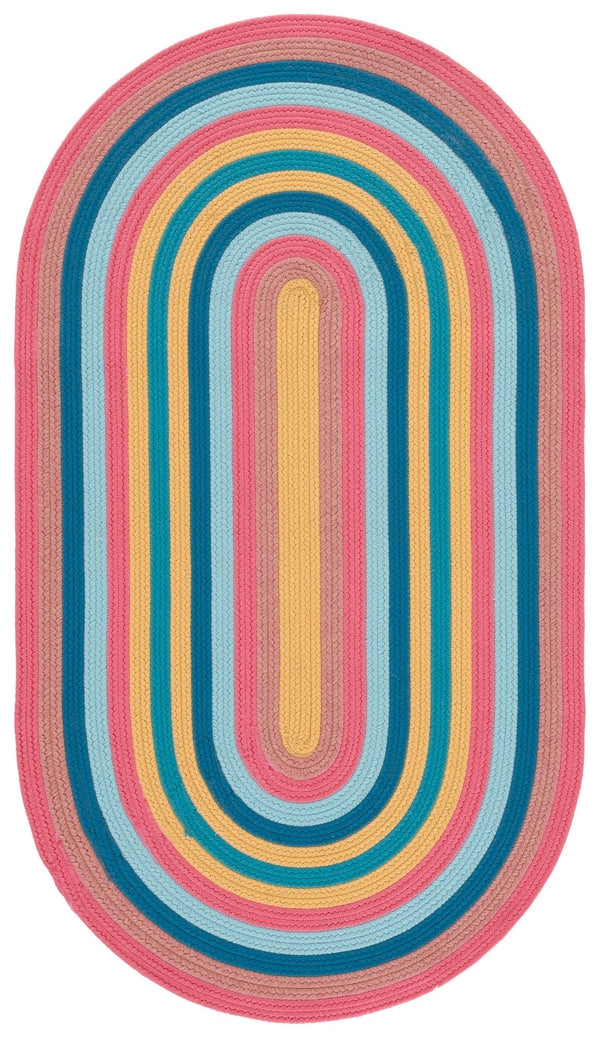 Safavieh Braided Area Rug 5x8 Ft - Hand Woven Polypropylene In Vibrant Pink & Blue For Indoor/Outdoor Charm Pink ,Blue Polypropylene Brd327u-5ov