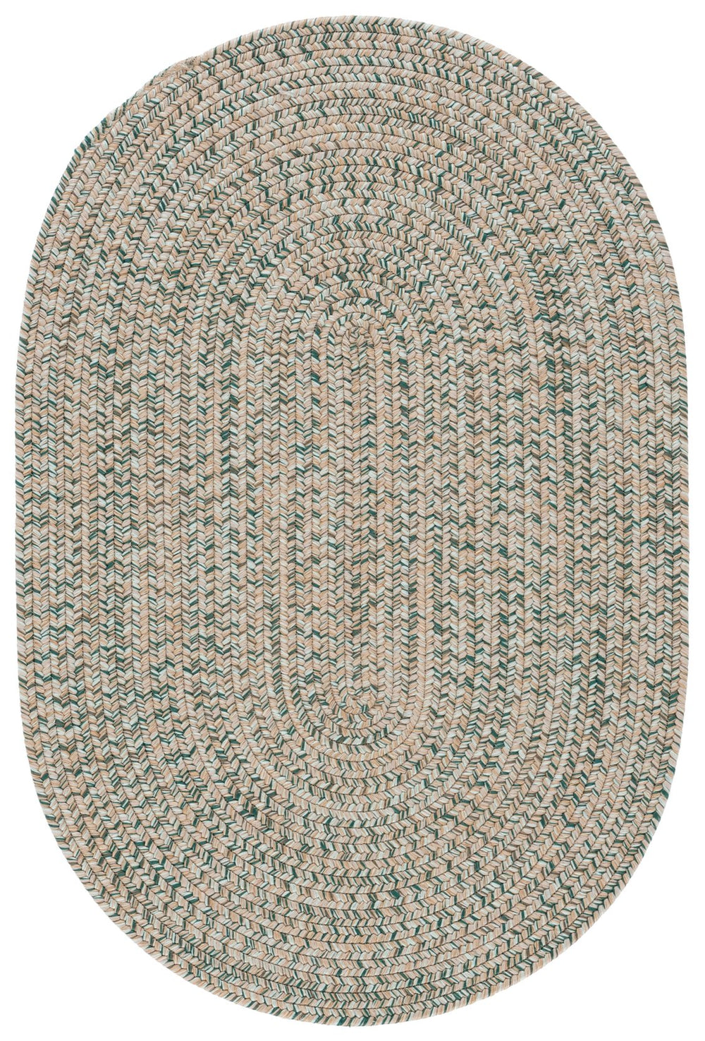 Safavieh Braided Hand-Loomed Oval Area Rug In Gold And Green — Durable Braided Texture, Stain-Resistant Comfort 5'-0" x 8'-0" BRD376D-5OV