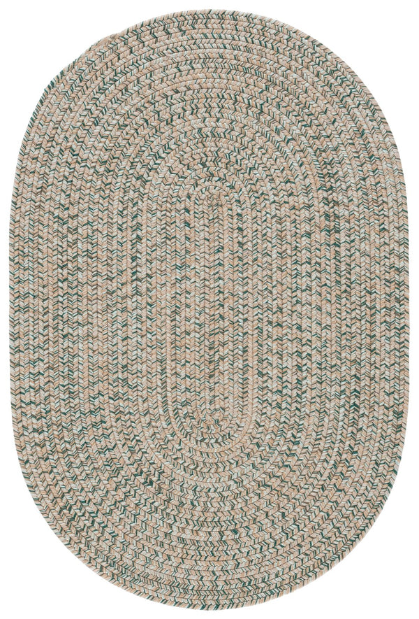 Safavieh Braided Hand-Loomed Oval Area Rug In Gold And Green — Durable Braided Texture, Stain-Resistant Comfort 5'-0" x 8'-0" BRD376D-5OV