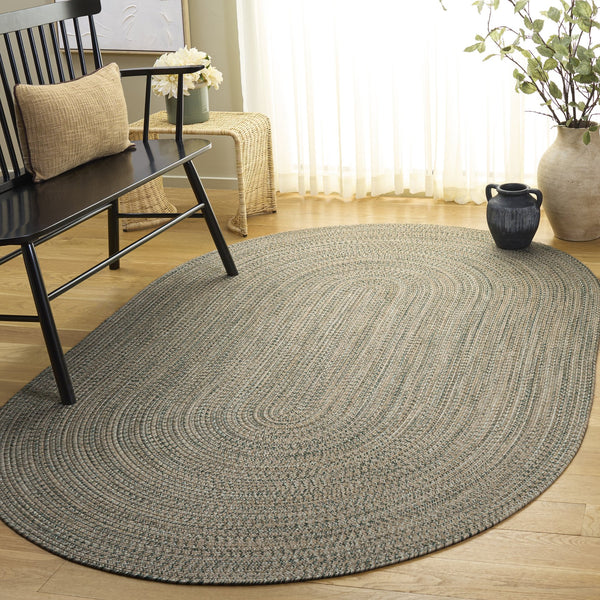 Safavieh Braided Hand-Loomed Oval Area Rug In Gold And Green — Durable Braided Texture, Stain-Resistant Comfort 5'-0" x 8'-0" BRD376D-5OV
