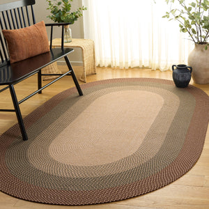 Safavieh Braided Hand‑Loomed Oval Area Rug In Brown & Ivory — Low‑Profile, Durable Soft Fiber Blend Elegance 3'-0" x 5'-0" BRD377T-3OV