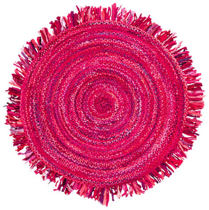 Safavieh Braided Oval Pink Fuchsia Area Rug Handwoven Cotton 7X9 Artisan-Made Low-Profile Coastal Chic Decor 7'-0" x 9'-0" BRD451U-7OV