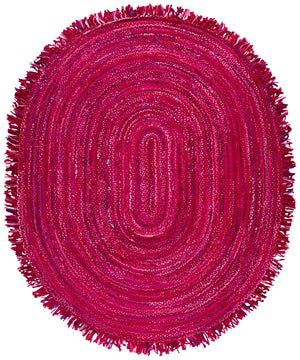 Safavieh Braided Oval Pink Fuchsia Area Rug Handwoven Cotton 7X9 Artisan-Made Low-Profile Coastal Chic Decor 7'-0" x 9'-0" BRD451U-7OV