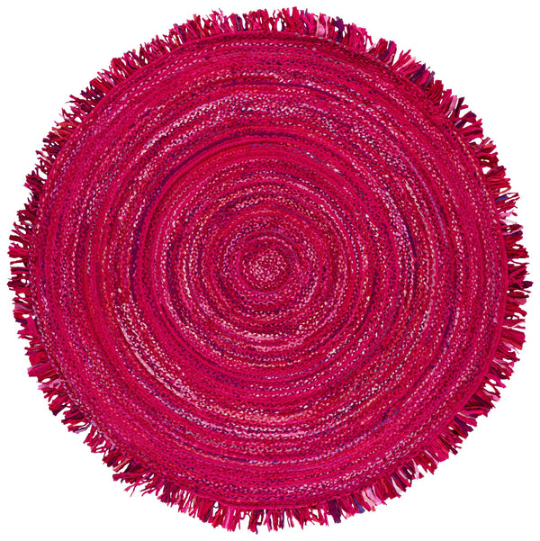 Safavieh Braided Oval Pink Fuchsia Area Rug Handwoven Cotton 7X9 Artisan-Made Low-Profile Coastal Chic Decor 7'-0" x 9'-0" BRD451U-7OV