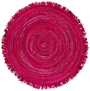 Safavieh Braided Round Pink Fuchsia Cotton Area Rug — Handwoven Indian Braided Texture, Low-Profile Comfort 6'-0" x 6'-0" BRD451U-6R