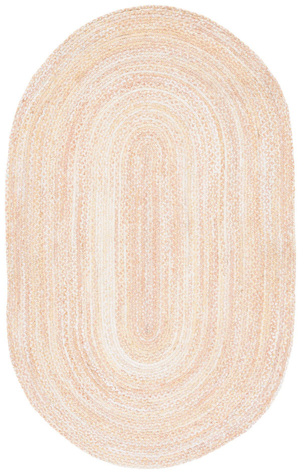 Safavieh Braided Hand-Woven Oval Cotton Rug Beige — Low-Profile Bohemian Flatweave, Durable & Cozy Finish 8'-0" x 10'-0" BRD452B-8OV