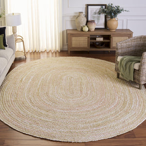Safavieh Braided Hand-Woven Oval Cotton Rug Beige — Low-Profile Bohemian Flatweave, Durable & Cozy Finish 8'-0" x 10'-0" BRD452B-8OV