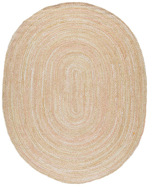 Safavieh Braided Hand-Woven Oval Cotton Rug Beige — Low-Profile Bohemian Flatweave, Durable & Cozy Finish 8'-0" x 10'-0" BRD452B-8OV