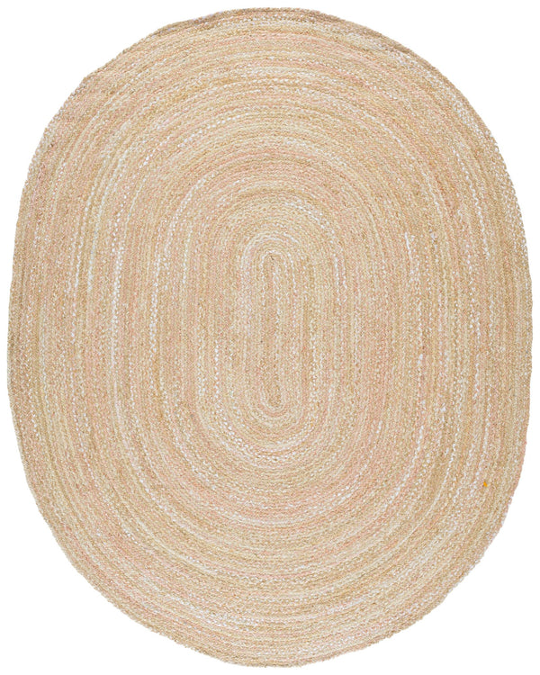 Safavieh Braided Hand-Woven Oval Cotton Rug Beige — Low-Profile Bohemian Flatweave, Durable & Cozy Finish 8'-0" x 10'-0" BRD452B-8OV