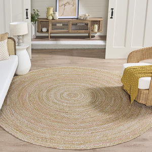 Safavieh Braided Hand-Woven Oval Cotton Rug Beige — Low-Profile Bohemian Flatweave, Durable & Cozy Finish 8'-0" x 10'-0" BRD452B-8OV