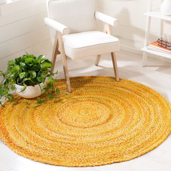 Safavieh Braided Handwoven Oval Area Rug In Warm Gold Cotton — Bohemian-Modern Texture, Low-Profile Elegance 7'-0" x 9'-0" BRD452D-79OV
