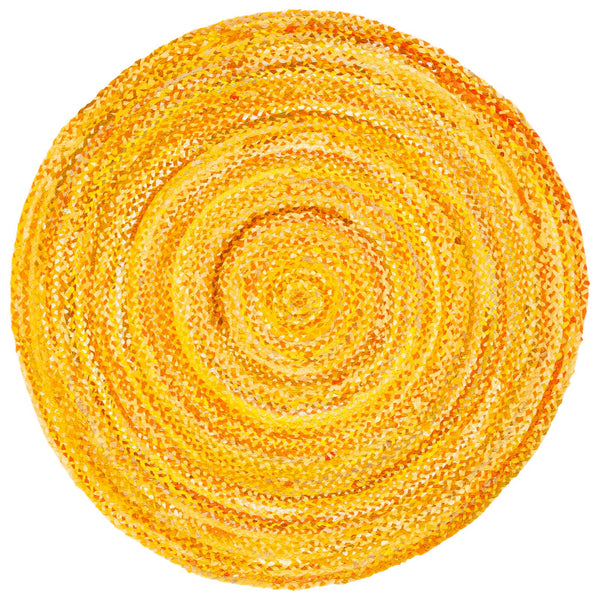 Safavieh Braided Handwoven Oval Area Rug In Warm Gold Cotton — Bohemian-Modern Texture, Low-Profile Elegance 7'-0" x 9'-0" BRD452D-79OV
