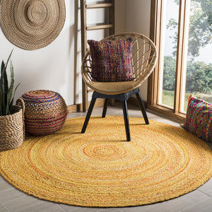 Safavieh Braided Handwoven Oval Area Rug In Warm Gold Cotton — Bohemian-Modern Texture, Low-Profile Elegance 7'-0" x 9'-0" BRD452D-79OV