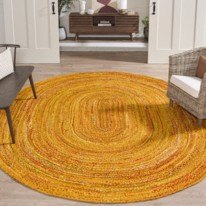 Safavieh Braided Handwoven Oval Area Rug In Warm Gold Cotton — Bohemian-Modern Texture, Low-Profile Elegance 7'-0" x 9'-0" BRD452D-79OV