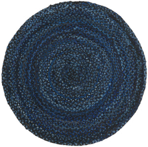 Safavieh Braided Hand-Woven Navy Black Cotton Round Rug — Slim Profile, Soft Durable Texture For Stylish Rooms 9'-0" x 9'-0" BRD452N-9R