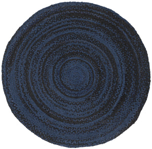 Safavieh Braided Hand-Woven Navy Black Cotton Round Rug — Slim Profile, Soft Durable Texture For Stylish Rooms 9'-0" x 9'-0" BRD452N-9R