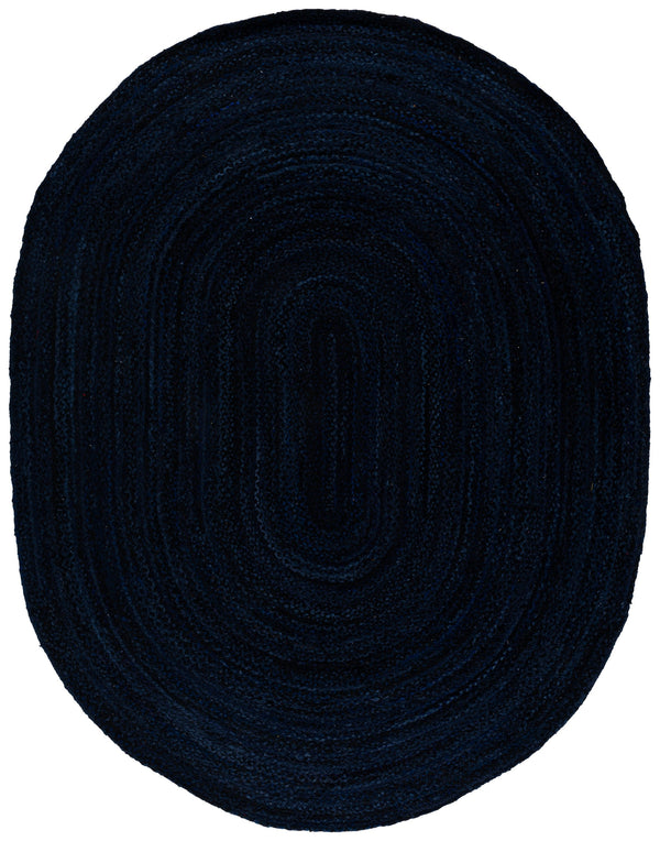 Safavieh Braided Hand-Woven Navy Black Cotton Round Rug — Slim Profile, Soft Durable Texture For Stylish Rooms 9'-0" x 9'-0" BRD452N-9R