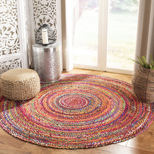 Safavieh Braided Hand‑Woven Oval Area Rug In Rich Rust Multi — Boho Cotton Low‑Profile Comfort & Warmth 8'-0" x 10'-0" BRD452P-8OV