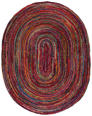 Safavieh Braided Hand‑Woven Rust Multi Round Area Rug — Soft Cotton Low‑Profile 1/4" Pile, Boho Elegance 9'-0" x 9'-0" BRD452P-9R