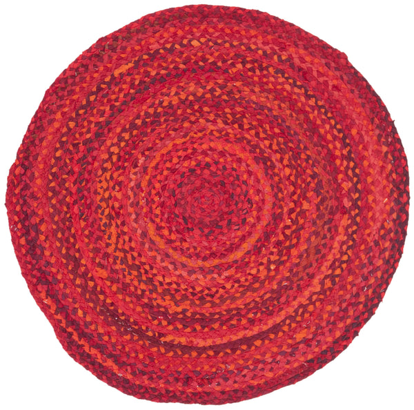 Safavieh Braided Oval 6X8 Red Cotton Area Rug - Hand-Woven Indian Craft, Low-Profile Boho Coastal Accent BRD452Q-68OV