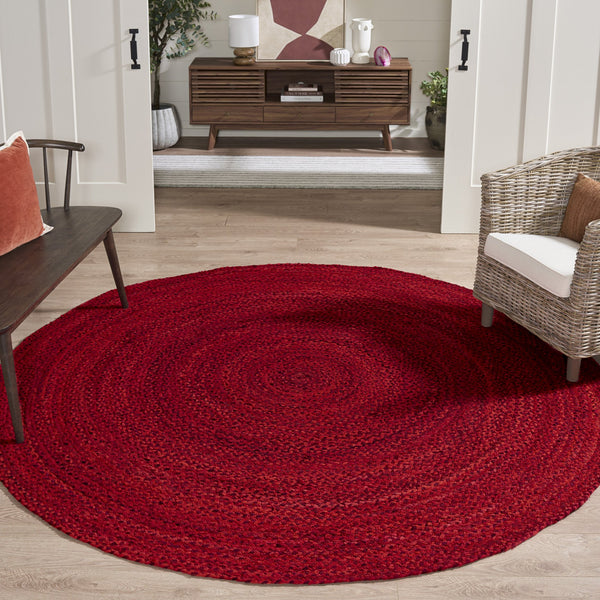 Safavieh Braided Oval 6X8 Red Cotton Area Rug - Hand-Woven Indian Craft, Low-Profile Boho Coastal Accent BRD452Q-68OV
