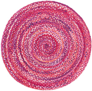 Safavieh Braided Handwoven Pink Fuchsia Oval Area Rug — 100% Cotton Low-Profile Boho Accent For Living Rooms 6'-0" x 8'-0" BRD452U-68OV