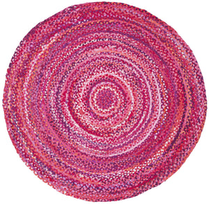 Safavieh Braided Hand-Woven Round Cotton Rug In Vibrant Pink Fuchsia — Boho Chic, Durable, Low-Profile 7Ft 7'-0" x 7'-0" BRD452U-7R