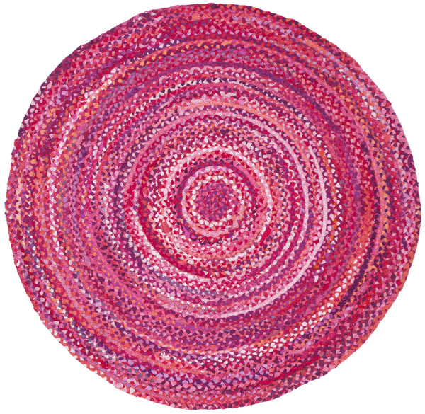 Safavieh Braided Handwoven Pink Fuchsia Oval Area Rug — 100% Cotton Low-Profile Boho Accent For Living Rooms 6'-0" x 8'-0" BRD452U-68OV