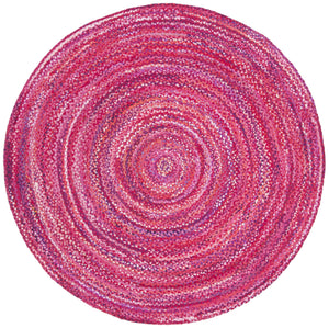 Safavieh Braided Handwoven Pink Fuchsia Oval Area Rug — 100% Cotton Low-Profile Boho Accent For Living Rooms 6'-0" x 8'-0" BRD452U-68OV