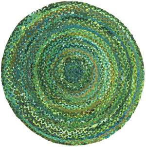 Safavieh Braided Hand-Woven Oval Cotton Rug In Vibrant Green — Low-Profile, Durable Artisanal Style For Home 7'-0" x 9'-0" BRD452Y-79OV