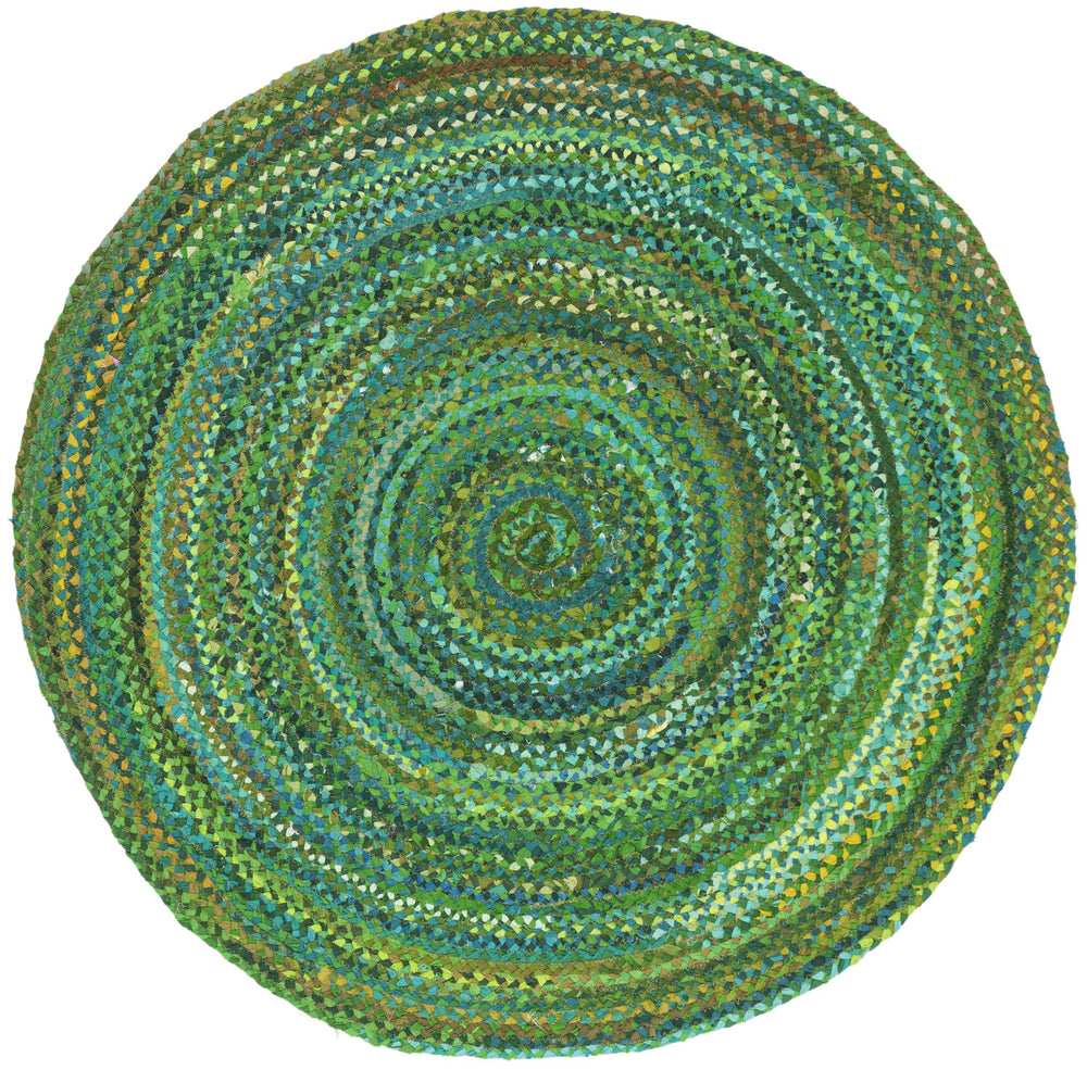 Safavieh Braided Hand-Woven Oval Cotton Rug In Vibrant Green — Low-Profile, Durable Artisanal Style For Home 7'-0" x 9'-0" BRD452Y-79OV