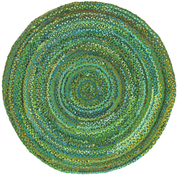 Safavieh Braided Hand-Woven Oval Cotton Rug In Vibrant Green — Low-Profile, Durable Artisanal Style For Home 7'-0" x 9'-0" BRD452Y-79OV