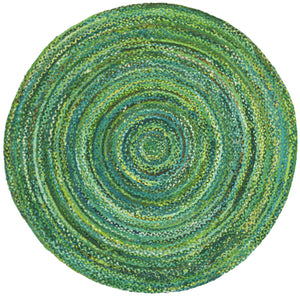 Safavieh Braided Hand-Woven Oval Cotton Rug In Vibrant Green — Low-Profile, Durable Artisanal Style For Home 7'-0" x 9'-0" BRD452Y-79OV