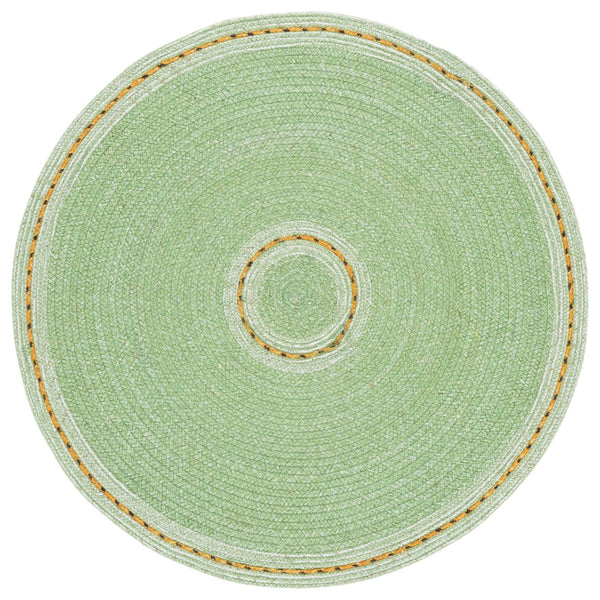 Safavieh Braided Handwoven Round Rug In Green & Gold - Wool Blend Braided Texture For Cozy Layering Spaces 4'-0" x 4'-0" BRD552Y-4R