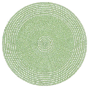 Safavieh Braided Hand-Woven Round Green And Ivory Area Rug — Low-Profile Wool-Jute Blend, Coastal Charm 5'-0" x 5'-0" BRD553Y-5R