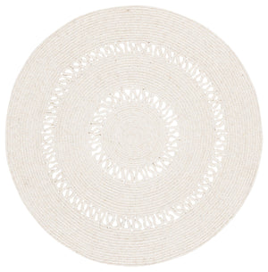 Safavieh Braided Hand-Woven Round Area Rug Beige — Low-Profile Wool-Jute Blend, Braided Texture For Warmth And Durability 4'-0" x 4'-0" BRD554B-4R