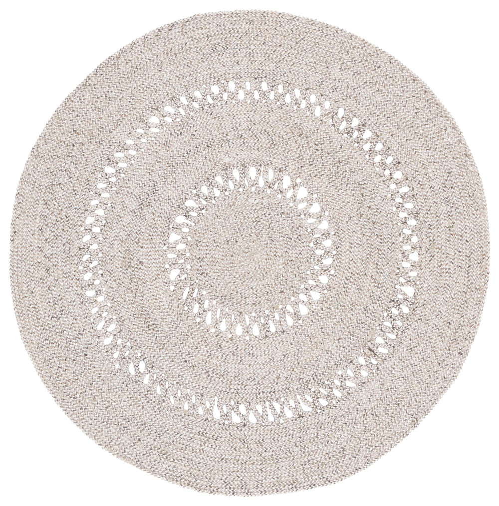 Safavieh Braided Hand-Woven Round Area Rug In Grey Silver — Wool-Jute Blend, Low-Profile, Textured Accent 6'-0" x 6'-0" BRD554F-6R