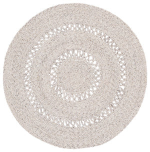 Safavieh Braided Hand-Woven Round Area Rug In Grey Silver — Wool-Jute Blend, Low-Profile, Textured Accent 6'-0" x 6'-0" BRD554F-6R