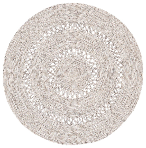 Safavieh Braided Hand-Woven Round Area Rug In Grey Silver — Wool-Jute Blend, Low-Profile, Textured Accent 6'-0" x 6'-0" BRD554F-6R