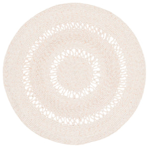 Safavieh Braided Hand-Woven Round Area Rug In Peach Ivory – 3Ft Diameter, Low-Profile Wool-Jute Blend, Durable Elegance 6'-0" x 6'-0" BRD554P-6R